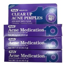 Rugby Acne Gel Benzoyl Peroxide 10 -1.5oz Tube -3 Pack
