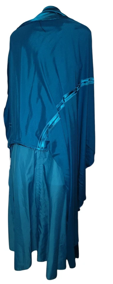 Vestido Y2k Años 90 Verde Azulado Floral Satinado Un Hombro Grunge Caprichoso Hada Baile de graduación Talla 14 Foto 4 de 4