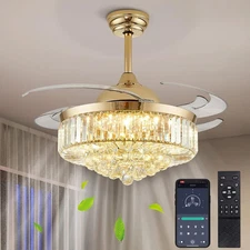 48 in. Crystal Ceiling Fan with Lights Remote Control