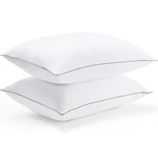 puredown® Goose Feathers and Down Pillows, Medium to Firm Bed Pillows for