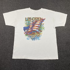 Vintage 90s Fila US Open T Shirt Size Large White Made In USA 1997 New York