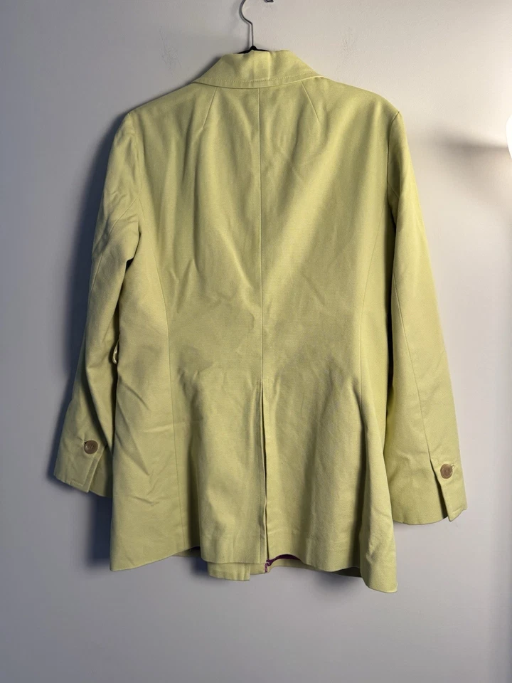 An Taylor Size Medium Women's Yellow/Green Trenchcoat Jacket Button Front - Image 3 of 4
