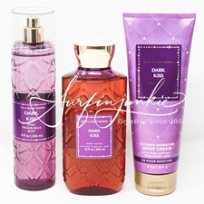 Bath & Body Works Dark Kiss Spray Splash Fragrance Mist Shower Gel Body Cream 3p