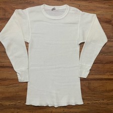 Vtg J.E. Morgan Thermal Long John Shirt Mens Large 42-44 White Long Waffle Knit