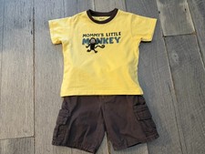 Gymboree King of the Jungle Mommy's Little Monkey short set boys 4T