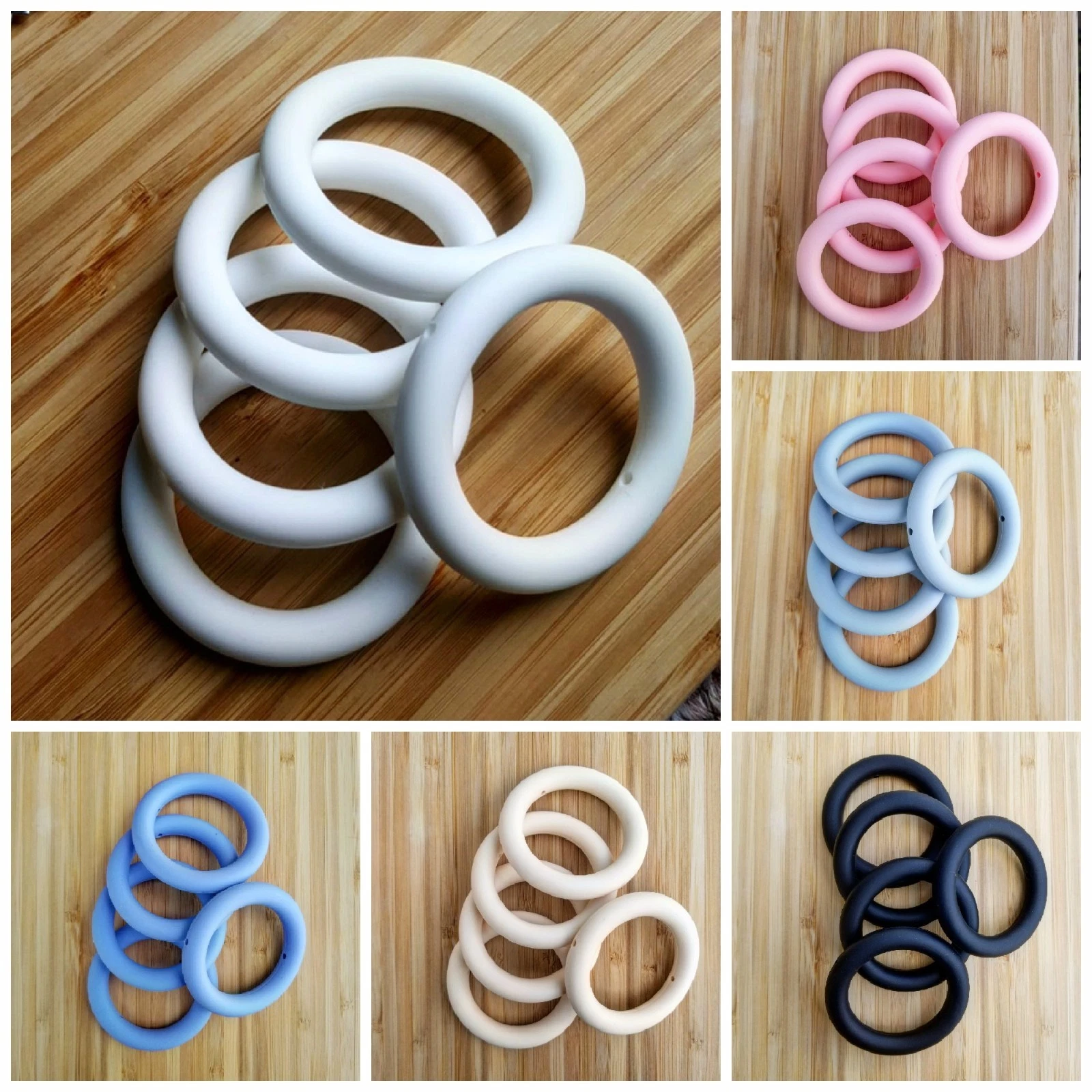 Set of 10 Silicone 2.5" Teething Rings - 65 mm - BPA Free Food Grade Silicone