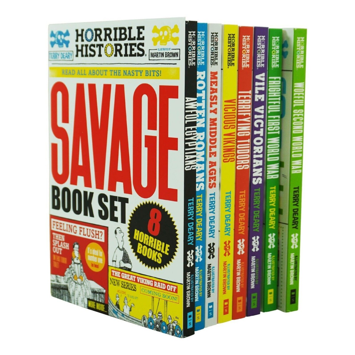 Horrible Histories by Terry Deary: Savage 8 Book Set - Ages 7+