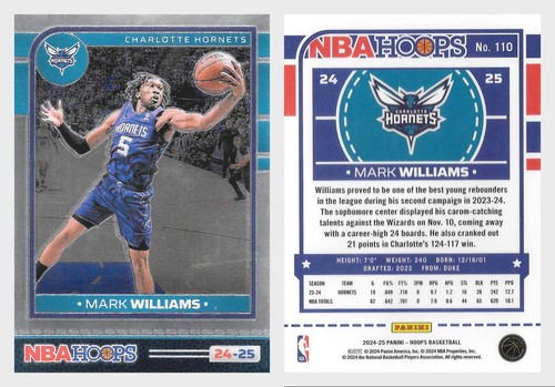 2024-25 Panini NBA Hoops - Mark Williams #110 Premium - Charlotte Hornets - Picture 3 of 3