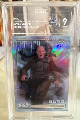 2024 Topps Star Wars Chrome Burg -1/0 Ice Blue Frozenfractor Graded 9 Mint