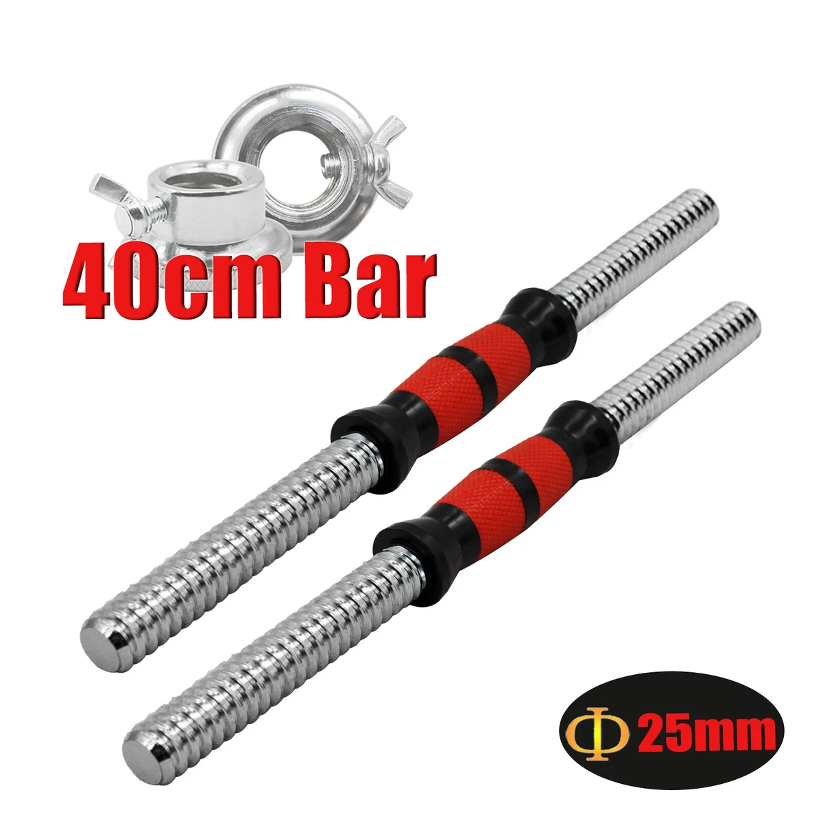 40cm PVC Handle Dumbell Bar - 1 Pair Stainless Dumbell Weight - 25mm Diameter