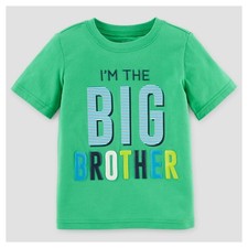 NEW BIG BROTHER Boy Shirt 18 Months 2T 3T 4T 5T Green SS Carters Announcement