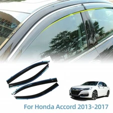 Window Sun Visors Rain Guards for Honda Accord Sedan 2013-2017 Chrome Trim Smoke