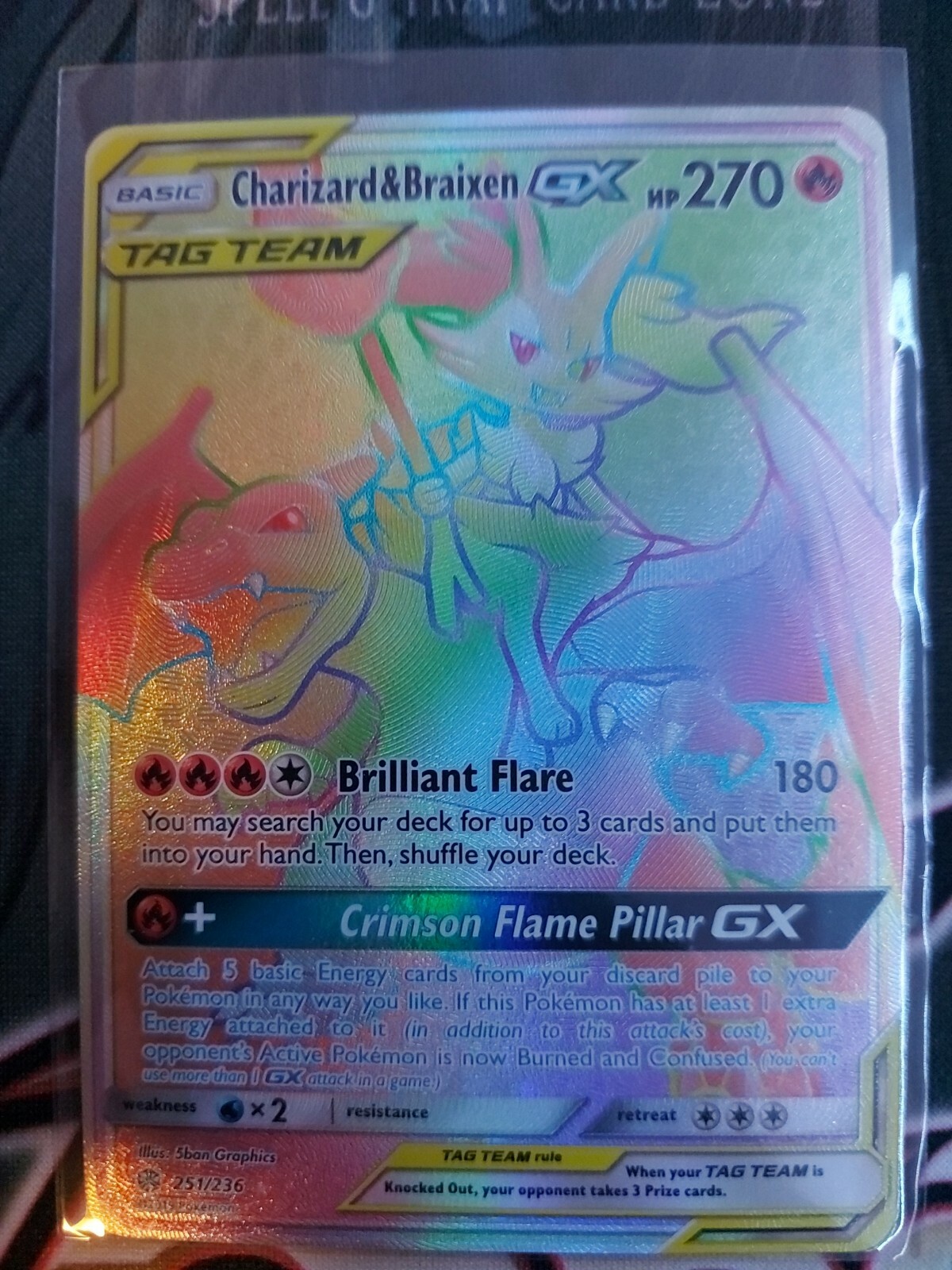 Charizard & Braixen GX Secret Rare 251/236 SM Cosmic Eclipse Fresh MINT!!