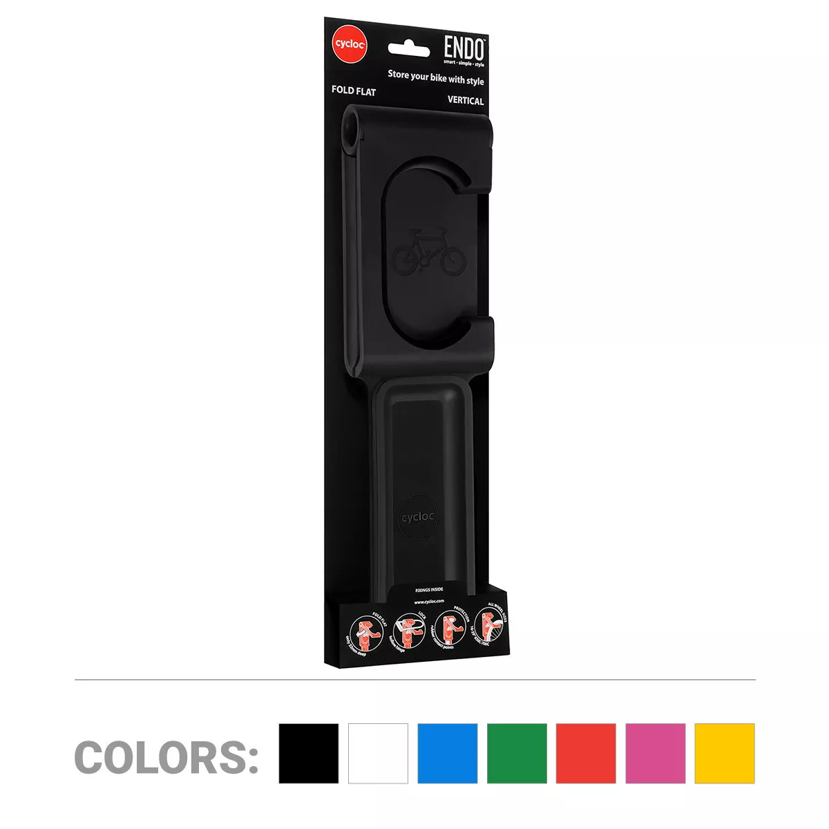 CYCLOC ENDO BLACK Elegant Wall Mount Bike Storage Rack
