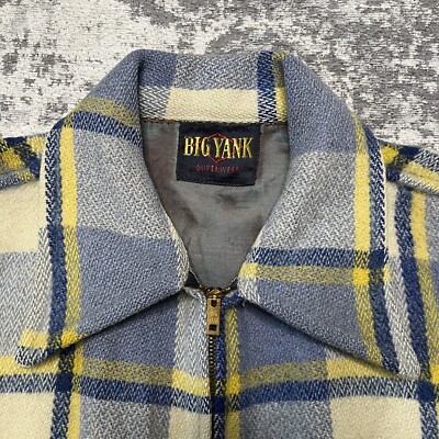 Vintage 1930's 1940's Big Yank Plaid Wool Zip Up Jacket, 30's 40's