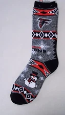 Atlanta Falcons Socks Large Size 10 to 13 Holiday Christmas Snowman