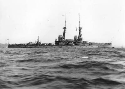 The battleship, HMS 'Collingwood', at sea 1913 Old Photo