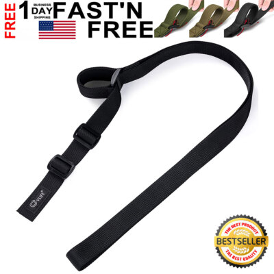 Hunting 2 Point Rifle Gun Sling Fast-Loop 1.25'' Webbing Strap Black/Khaki/Green