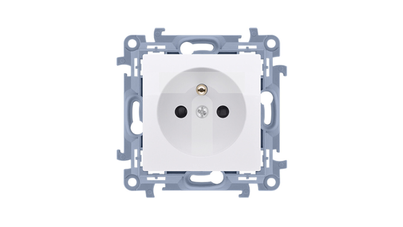 Simon 10 Single socket with grounding, with current path shutters, white  /T2UK