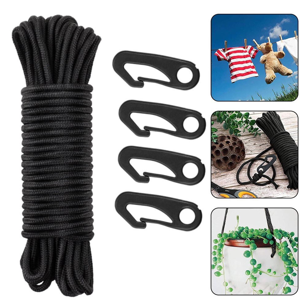 Black 38ft Flag Pole Lanyard with Snap Hooks Perfect for Formal