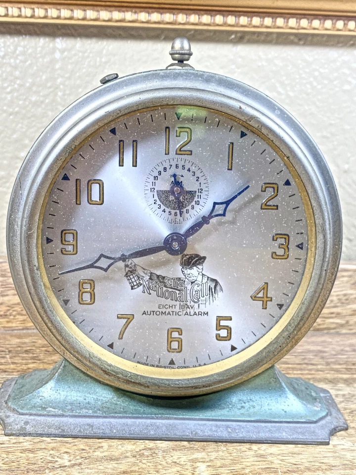 Running Art Deco 8 Day Alarm Clock "The National Call" Vintage US Made  (K9921) - Image 2 of 4