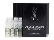 YSL YVES SAINT LAURENT LA NUIT DE L'HOMME EDT 1.2ml .04fl oz x 4 COLOGNE SAMPLES