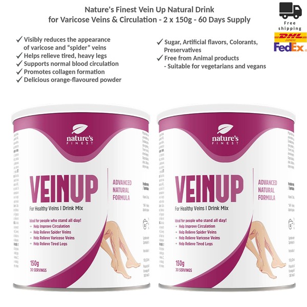 Bebida natural Nature's Finest Vein Up para venas varicosas y circulación 2x150 g