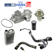 Water Pump Thermostat Upper Lower Hose Sensor Coolant Kit OES For BMW X5 4.4 4.8