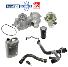 Water Pump Thermostat Upper Lower Hose Sensor Coolant Kit OES For BMW X5 4.4 4.8