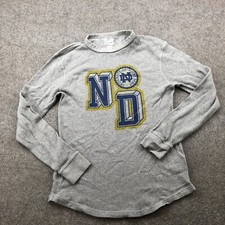 Notre Dame Fighting Irish Shirt Women XS Gray Blue Thermal Long Sleeve Crew Neck