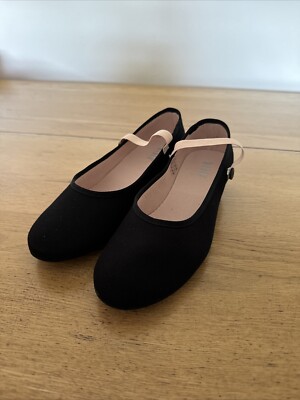 Bloch Accent niedriger Absatz Canvas RAD Charakter Tanzschuhe Wildledersohle schwarz UK 3