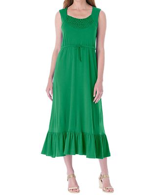 Woman Within Plus Size Kelly Green Sleeveless Crochet Flounce Hem Dress Sz  4X | eBay
