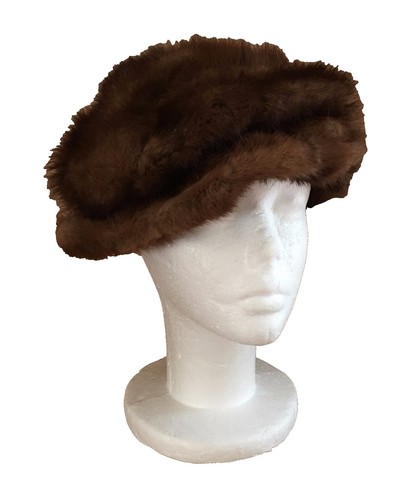 Vintage Mink Fur Cloche Hat Deep Mahogany Brown 1960s Old  display picture 3