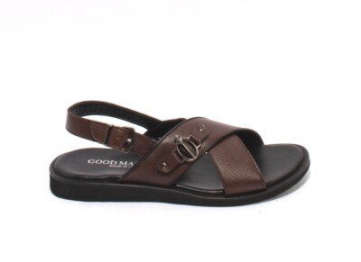 GoodMan 03b Brown Leather Slingback Slides Buckle Men  display picture 1