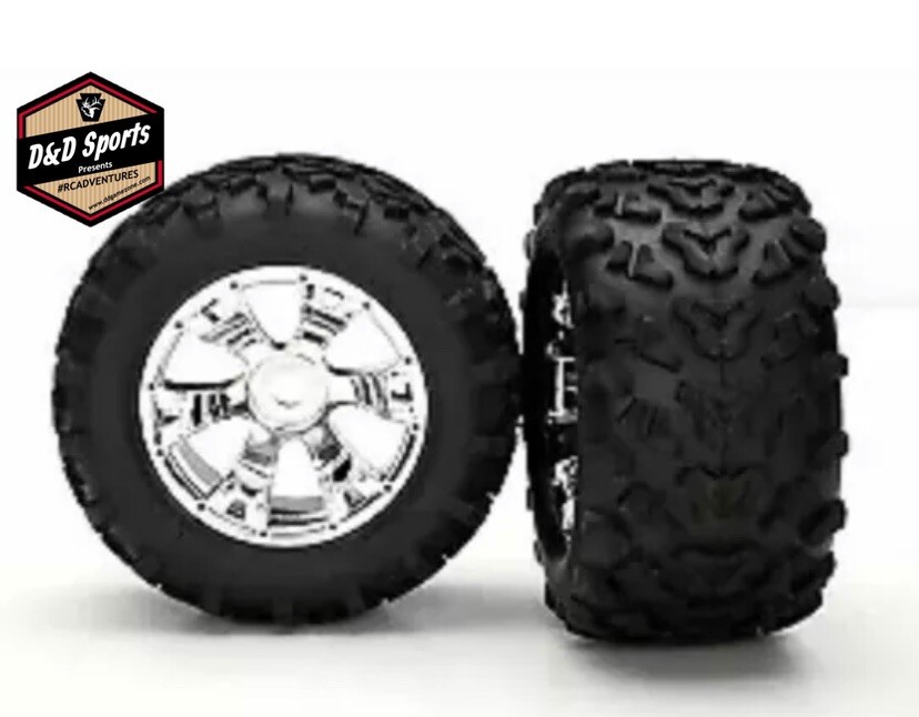 Traxxas 5674 Geode Chrome Wheels,T-Maxx Tires, (2) Revo 3.3 New | eBay