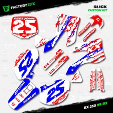 Red White Blue USA Slick Graphics Kit fits 99-02 Kawasaki Kx250 Kx 250 Decal