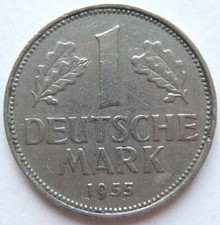 1 DM 1955 G BRD Deutsche Mark Kursm&uuml;nze J&auml;ger 385 Karlsruhe sehr sch&ouml;n ss
