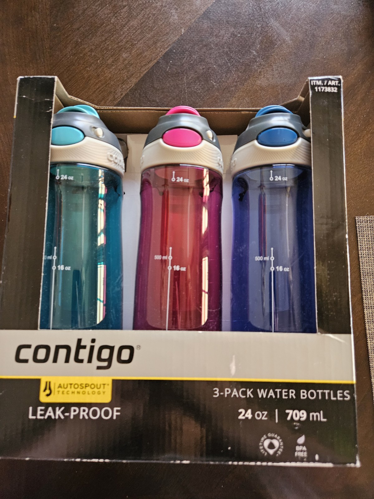 Contigo AUTOSEAL 24oz. Spill-Proof BPA Free Water Bottle 3-Pack