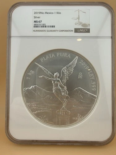 *2019 Mexico 1 kilo .999 Silver Libertad BU - Key Date *** 200 Minted*** NGC M67
