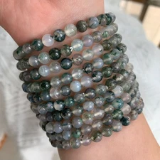 1pcs 6mm Moss Agate Bracelet Round Beads Stretch Jewelry Healing Energy Randomly
