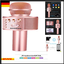 BONAOK Bluetooth Karaoke Mikrofon 3 in 1 Tragbares Lautsprecher Rose Gold
