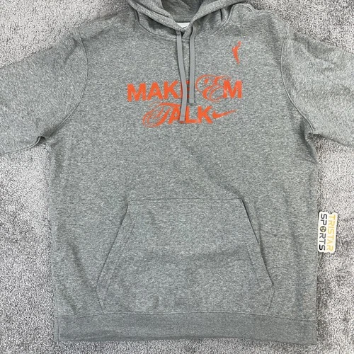 WNBA Nike Hoodie Mens XL Gray Make 'Em Talk Pullover Fleece Sweatshirt Pullover image 2