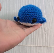 Handmade Crocheted Mini Blue Whale Stuffed Animal Plush Toy