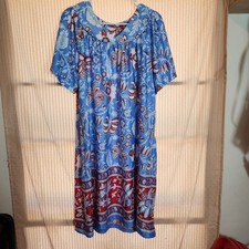 Vintage Anthony Richards Womens Floral Blue Red Boho Nightgown Lounge house dres