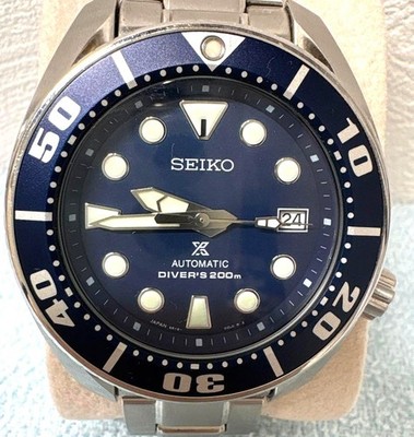 SEIKO Prospex Sumo Diver's 200m Automatic Navy Blue Watch 6R15-00G0 Pre-Owned