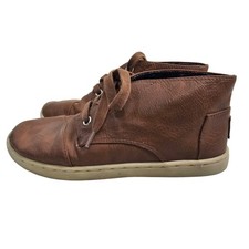 TOMS Kids Brown Leather Chukka Boots Lace Up Casual Shoes Size Y2