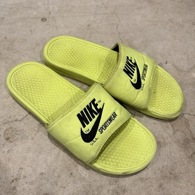 Nike Just Do It Benassi JDI Slides Neon Yellow Green Mens 13 343880-700