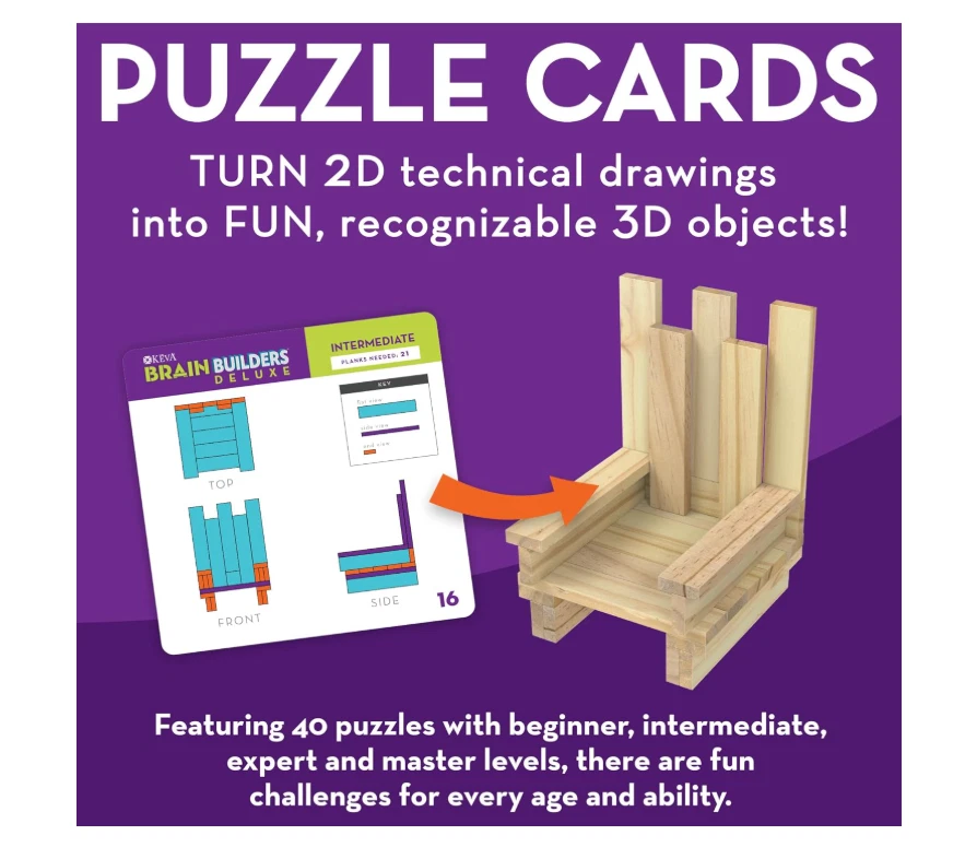 MindWare Keva Brain Builders Deluxe STEM Building Toy Includes 75 KEVA Planks - Image 3 of 4