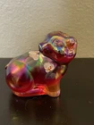 Fenton Pig Damask Rose On Ruby Red Carnival Glass - GLOWS