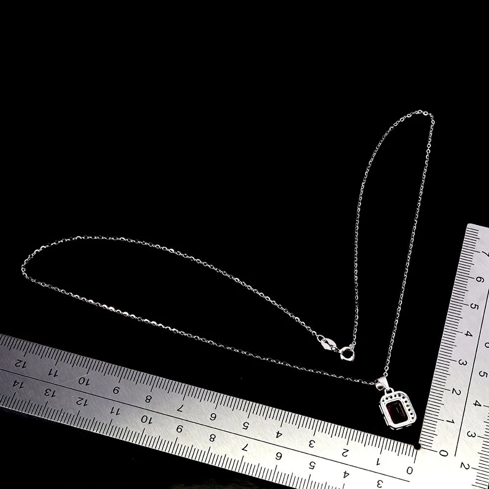925 Sterling Silver Necklace Octagon Ruby 8x6mm Ruby Natural Gemstone 1 - Image 3 of 4